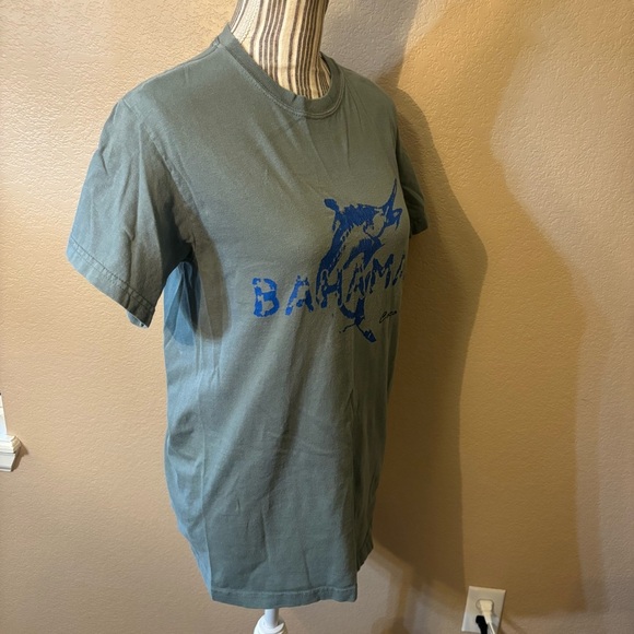 Gildan Green and Blue Short Sleeve Tee Bahamas Coco cay 100% Cotton - Picture 5 of 12